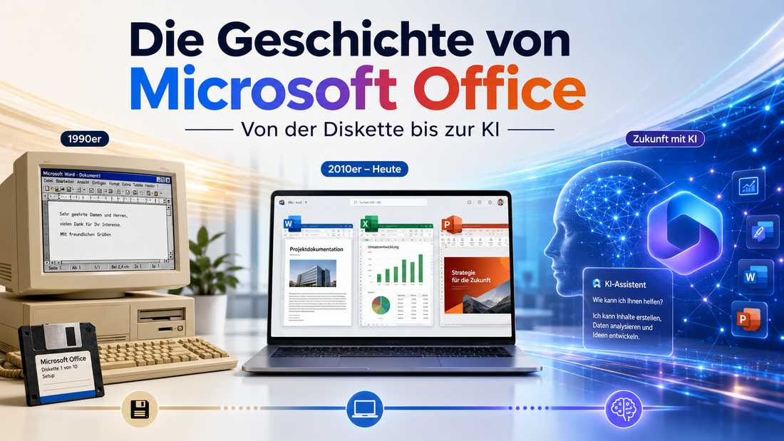 Die Geschichte von Microsoft Office: Von der Diskette bis zur KI