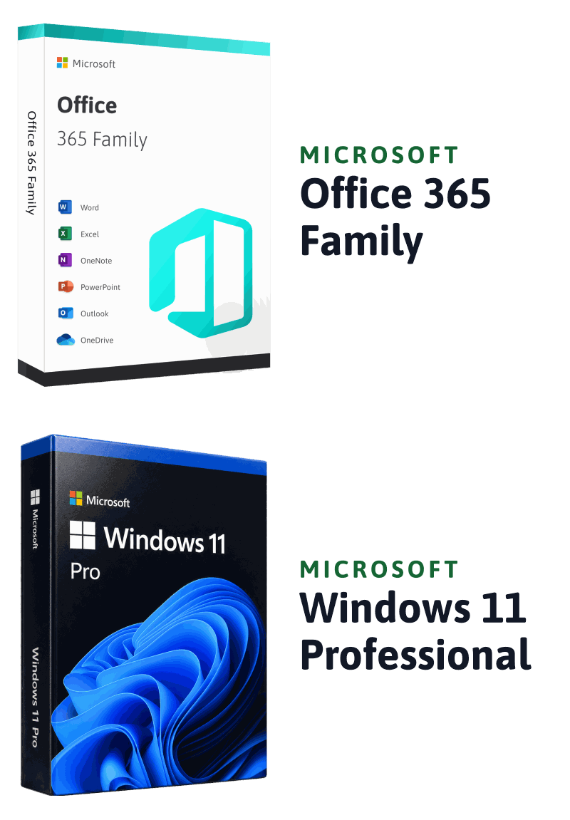 Microsoft Windows 11 Professional + Microsoft Office 365 Family